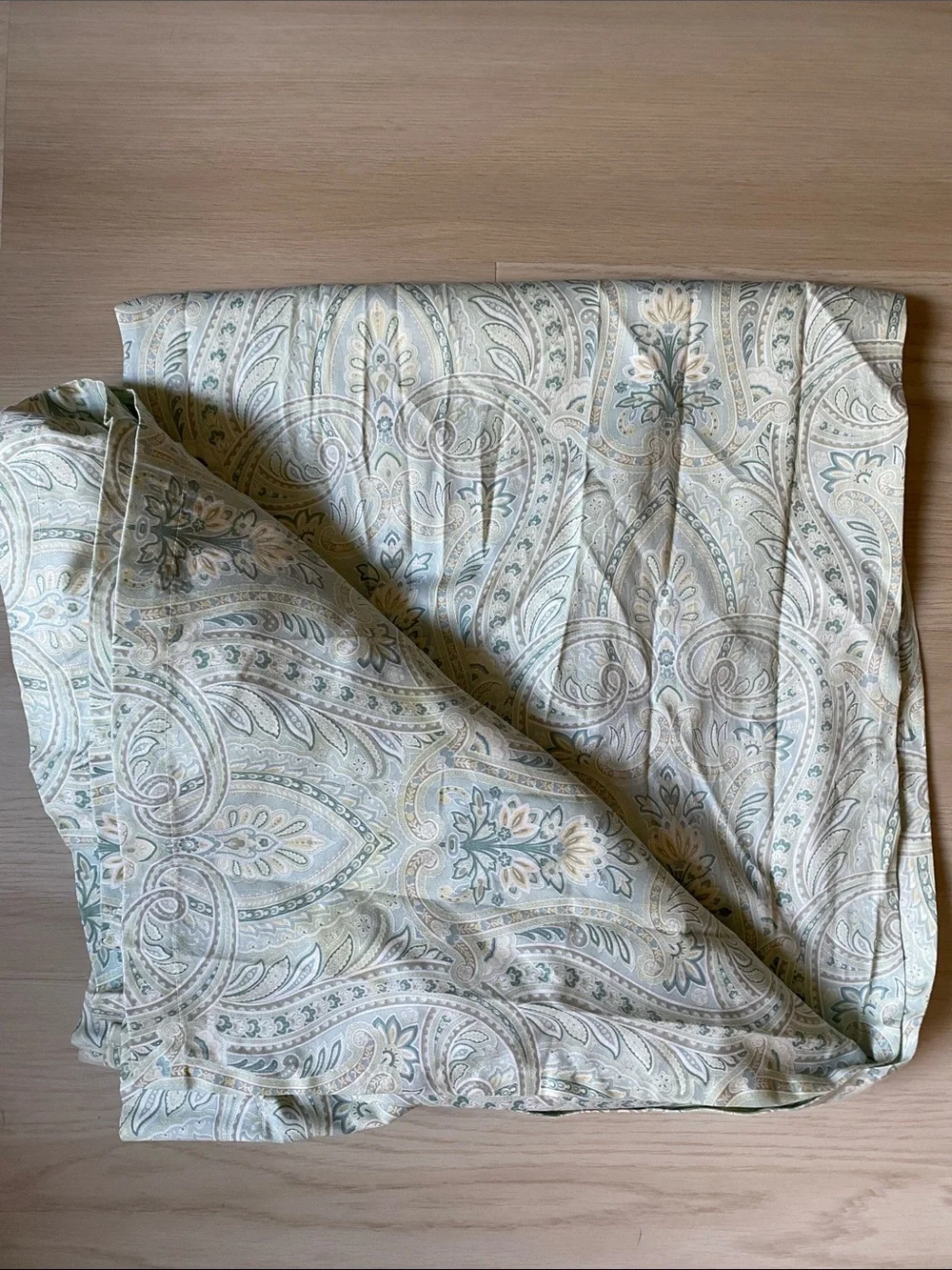 Raymond Waites Paisley Cotton Shower Curtain with Light Green Trim